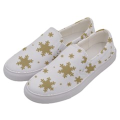 Gold Snow Flakes Snow Flake Pattern Men s Canvas Slip Ons