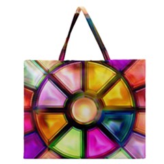 Glass Colorful Stained Glass Zipper Large Tote Bag