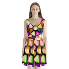 Glass Colorful Stained Glass Split Back Mini Dress 