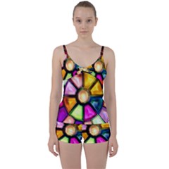 Glass Colorful Stained Glass Tie Front Two Piece Tankini