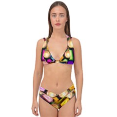 Glass Colorful Stained Glass Double Strap Halter Bikini Set