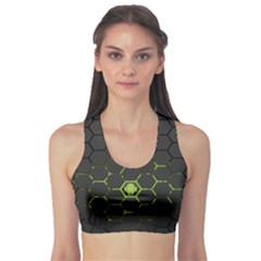 Green Android Honeycomb Gree Sports Bra by Sapixe