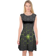 Green Android Honeycomb Gree Capsleeve Midi Dress by Sapixe