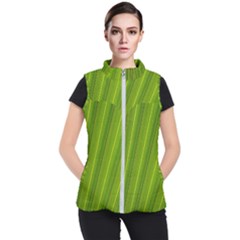 Green Leaf Pattern Plant Women s Puffer Vest by Sapixe