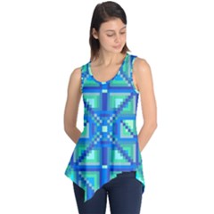 Grid Geometric Pattern Colorful Sleeveless Tunic by Sapixe