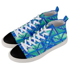 Grid Geometric Pattern Colorful Men s Mid-top Canvas Sneakers