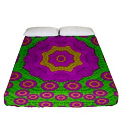 Decorative Festive Bohemic Ornate Style Fitted Sheet (queen Size) by pepitasart
