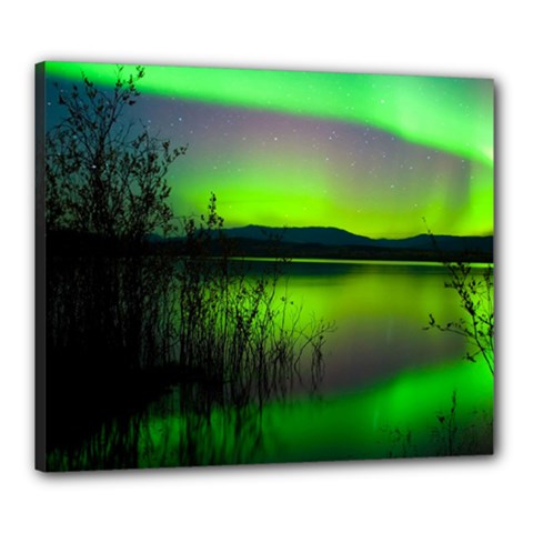 Green Northern Lights Canada Canvas 24  X 20  by Sapixe