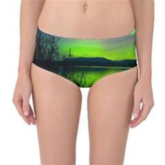 Green Northern Lights Canada Mid-waist Bikini Bottoms by Sapixe