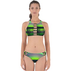 Green Northern Lights Canada Perfectly Cut Out Bikini Set by Sapixe