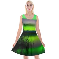 Green Northern Lights Canada Reversible Velvet Sleeveless Dress