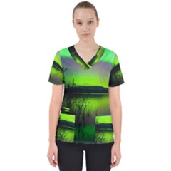 Green Northern Lights Canada Scrub Top