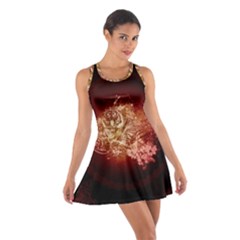 Wonderful Tiger With Flowers And Grunge Cotton Racerback Dress by FantasyWorld7