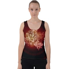 Wonderful Tiger With Flowers And Grunge Velvet Tank Top by FantasyWorld7