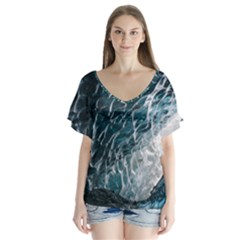 It’s All In The Ice V-neck Flutter Sleeve Top