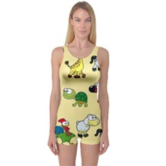 Group Of Animals Graphic One Piece Boyleg Swimsuit by Sapixe