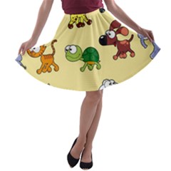Group Of Animals Graphic A-line Skater Skirt by Sapixe