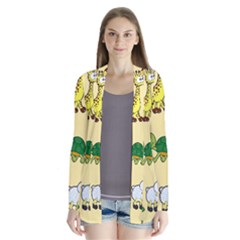 Group Of Animals Graphic Drape Collar Cardigan