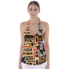 Guitar Typography Babydoll Tankini Top by Sapixe