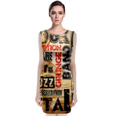 Guitar Typography Classic Sleeveless Midi Dress by Sapixe