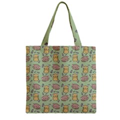 Hamster Pattern Zipper Grocery Tote Bag