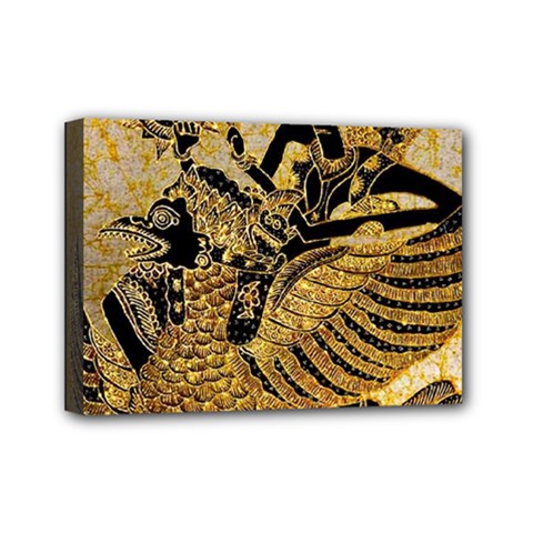 Golden Colorful The Beautiful Of Art Indonesian Batik Pattern Mini Canvas 7  X 5  by Sapixe