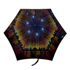 Happy Birthday Independence Day Celebration In New York City Night Fireworks Us Mini Folding Umbrellas by Sapixe