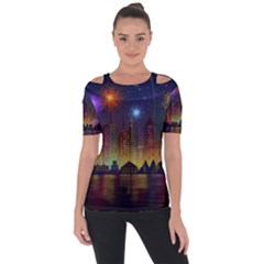 Happy Birthday Independence Day Celebration In New York City Night Fireworks Us Short Sleeve Top