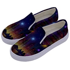 Happy Birthday Independence Day Celebration In New York City Night Fireworks Us Kids  Canvas Slip Ons