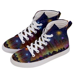 Happy Birthday Independence Day Celebration In New York City Night Fireworks Us Women s Hi-top Skate Sneakers by Sapixe