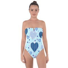 Hearts Pattern Paper Wallpaper Tie Back One Piece Swimsuit