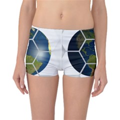 Hexagon Diamond Earth Globe Boyleg Bikini Bottoms