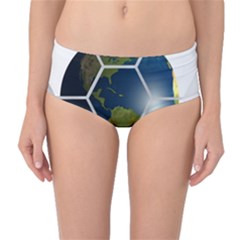 Hexagon Diamond Earth Globe Mid-waist Bikini Bottoms