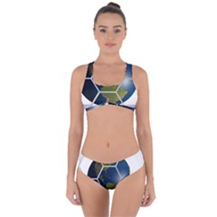 Hexagon Diamond Earth Globe Criss Cross Bikini Set