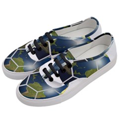 Hexagon Diamond Earth Globe Women s Classic Low Top Sneakers