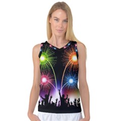 Happy New Year 2017 Celebration Animated 3d Women s Basketball Tank Top by Sapixe