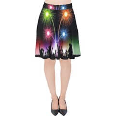 Happy New Year 2017 Celebration Animated 3d Velvet High Waist Skirt