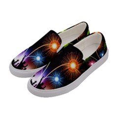 Happy New Year 2017 Celebration Animated 3d Women s Canvas Slip Ons