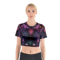 Happy New Year New Years Eve Fireworks In Australia Cotton Crop Top by Sapixe