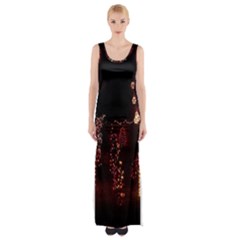 Holiday Lights Christmas Yard Decorations Maxi Thigh Split Dress by Sapixe