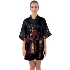 Holiday Lights Christmas Yard Decorations Quarter Sleeve Kimono Robe by Sapixe