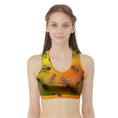 Insect Pattern Sports Bra With Border by Sapixe