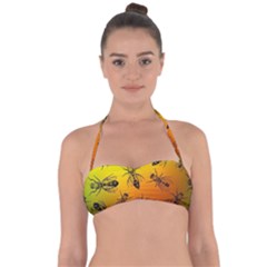 Insect Pattern Halter Bandeau Bikini Top
