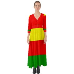 Kurdistan Kurd Kurds Kurdish Flag Button Up Boho Maxi Dress by Sapixe