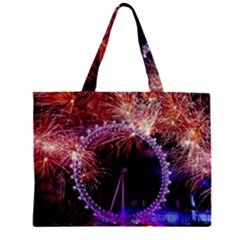 Happy New Year Clock Time Fireworks Pictures Zipper Mini Tote Bag