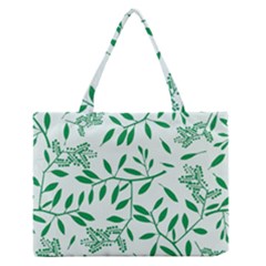Leaves Foliage Green Wallpaper Zipper Medium Tote Bag