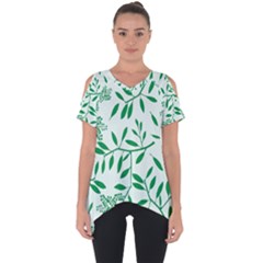 Leaves Foliage Green Wallpaper Cut Out Side Drop Tee