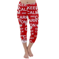 Keep Calm And Carry On Capri Winter Leggings  by Sapixe