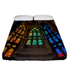 Leopard Barcelona Stained Glass Colorful Glass Fitted Sheet (california King Size) by Sapixe