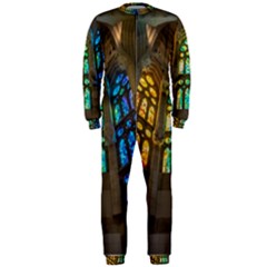 Leopard Barcelona Stained Glass Colorful Glass Onepiece Jumpsuit (men)  by Sapixe